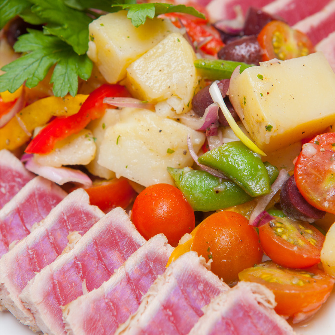 Marinated Broiled Tuna With Sauce Nicoise